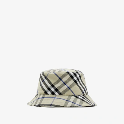 Burberry Check Cotton Blend Bucket Hat In Lichen