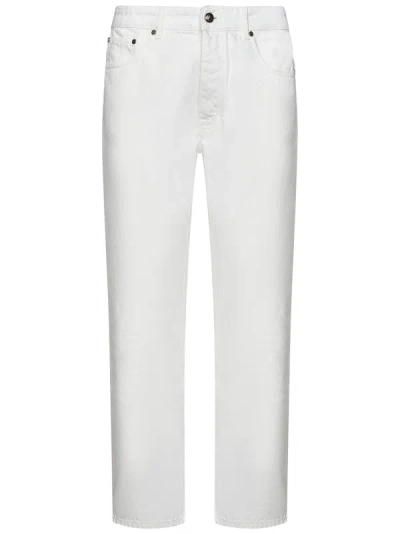 Palm Angels Jeans With Monogram Embroidery In Bianco