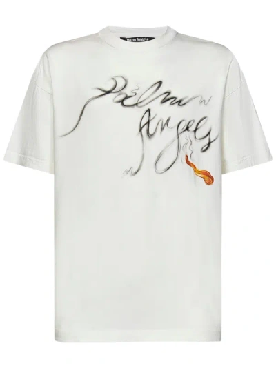 Palm Angels Foggy Pa T-shirt In Bianco