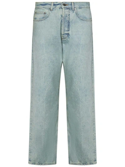 Palm Angels Mint-colored Overdyed Denim Jeans In Green