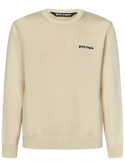 Palm Angels Logo-embroidered Fine-knit Sweatshirt In Rosa
