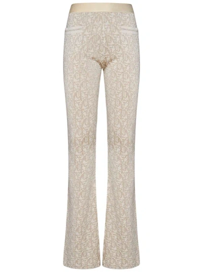 Palm Angels Monogram Jacquard Knitted Trousers In Beige