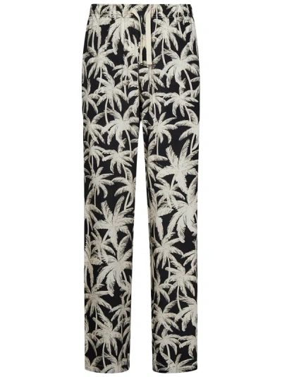 Palm Angels All-over Palms Print Track Pants In Nero
