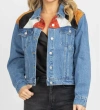 LE LIS SUEDE PATCH RELAXED DENIM JACKET IN BLUE
