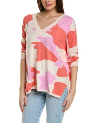 Wispr Camo V-neck Silk-blend Sweater In Pink