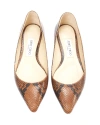 JIMMY CHOO JIMMY CHOO BROWN EMBOSSED SCALED LEATHER POINTED TOE FLAT SHOES