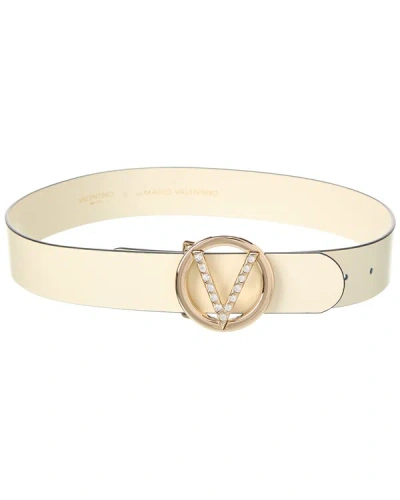 Valentino By Mario Valentino Giusy Bombe Leather Belt In Beige