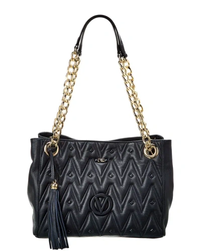 Valentino By Mario Valentino Luisa Diamond Leather Shoulder Bag In Black