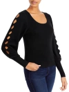 T TAHARI WOMENS CUT-OUT RIBBED KNIT PULLOVER SWEATER