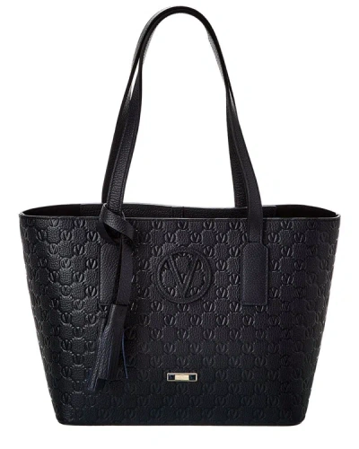 Valentino By Mario Valentino Prince Medallion Leather Tote In Black