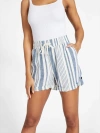 Guess Factory Charlotte Striped Linen Shorts In Blue