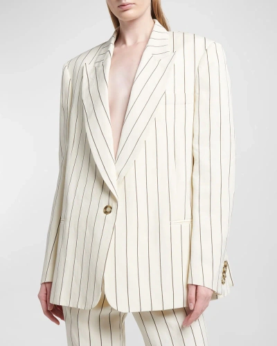 Stella Mccartney Oversized Blazer In Cream Khaki