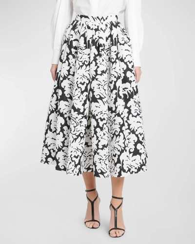 Alexander Mcqueen Baroque-print Twill Skirt In White