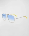 Isabel Marant Logo Mixed-media Aviator Sunglasses In Ivory