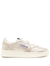 Autry Medalist Low Metallic Textured-leather Sneakers In Grey