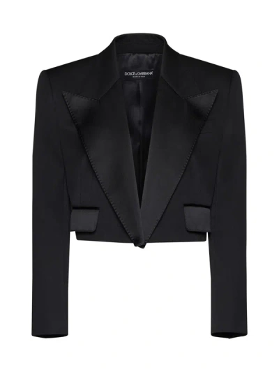 Dolce & Gabbana Short Tuxedo Jacket In Black