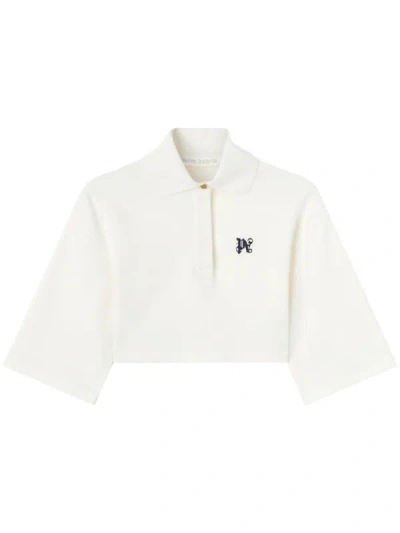 PALM ANGELS PALM ANGELS MONOGRAM CROPPED POLO SHIRT