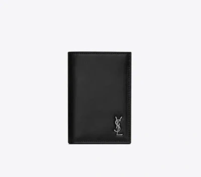 Saint Laurent Tiny Cassandre Card Holder In Black