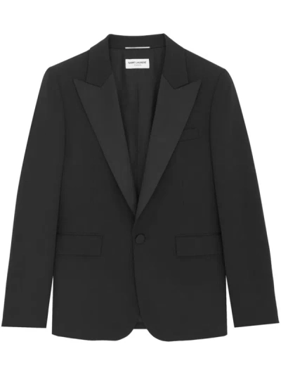Saint Laurent Men Single-breasted Tuxedo Jacket In Black
