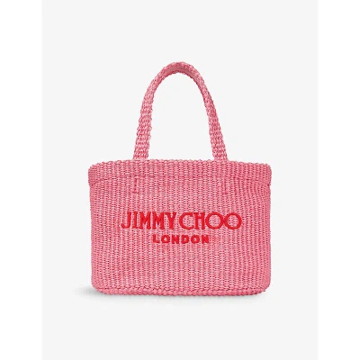 Jimmy Choo Women's Candy Pink/paprika Beach Mini Raffia Tote Bag