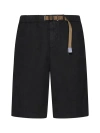 White Sand Cotton And Linen Bermuda Shorts In Black