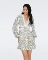Diane Von Furstenberg Kimmie Cutout Printed Twill Mini Dress In Twig Forest
