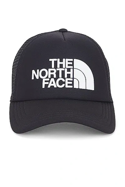 The North Face Tnf Logo Trucker Hat In Tnf Black & Tnf White
