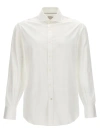 Brunello Cucinelli Men's Cotton Canvas Button-collar Dress Shirt In White