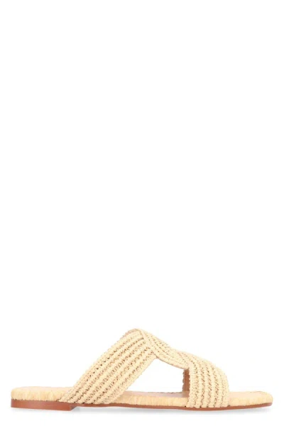 Castaã±er Prado Raffia Slides In Beige