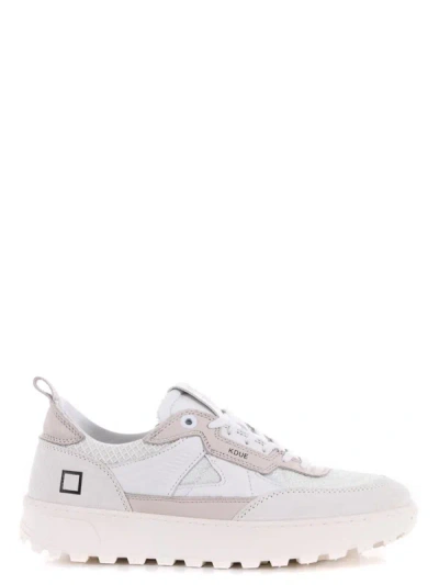 Date D.a.t.e. Trainers Kdue Hybrid In Leather And Nylon In Ghiaccio/bianco