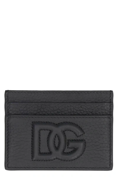 Dolce & Gabbana Logo Detail Leather Card Holder In Black