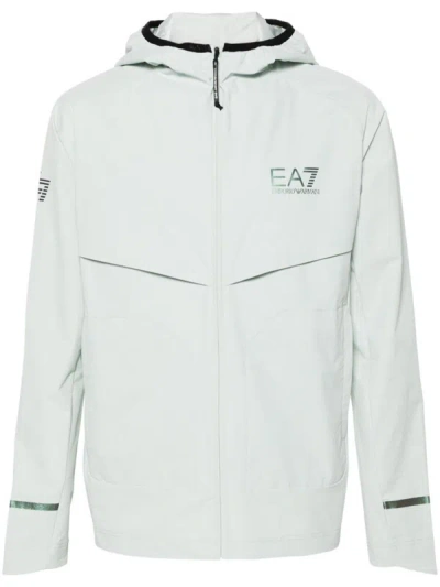 Ea7 Lightweight Hooded Jacket In White