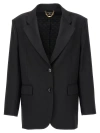 Elisabetta Franchi Double-breasted Wool Blazer Blazer And Suits Black In Black