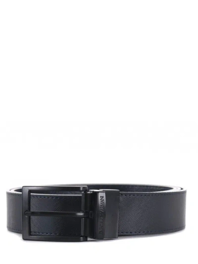 Emporio Armani Palmellated Leather Belt In Blue