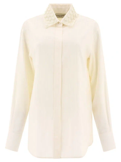 Golden Goose Journey Embellished Button-front Boyfriend Shirt In Heritage White