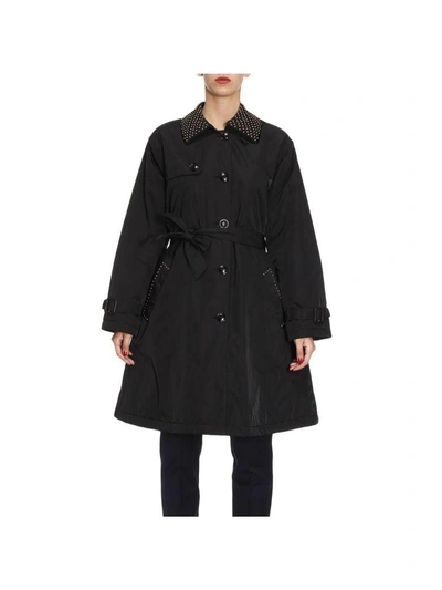 Boutique Moschino Belted Trench Coat In Black