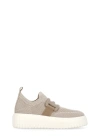 Hogan H-stripes Knit Sneakers In Beige