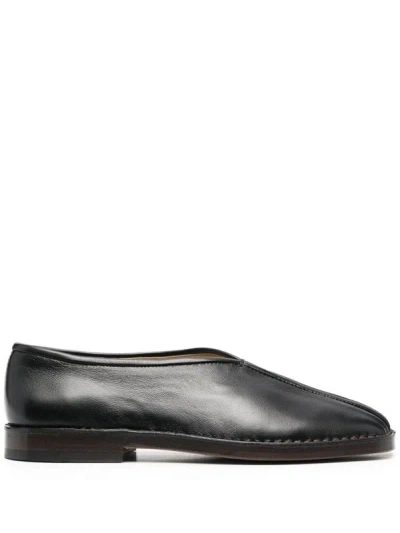 Lemaire Shiny Nappa Leather Slip-ons In Black