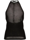 Lemaire Knit Sleeveless Top Open Back In Black