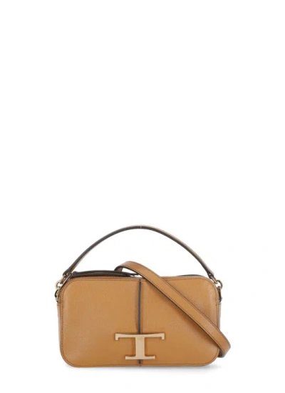Tod's T Timeless Mini Leather Camera Bag In Neutrals