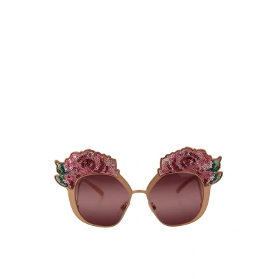 Dolce & Gabbana Pink Gold Rose Sequin Embroidery Dg2202 Sunglasses