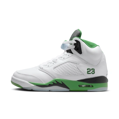 Jordan Air  5 Retro Sneaker In White/green/black