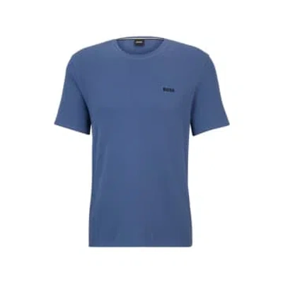 Hugo Boss Pyjama T-shirt With Embroidered Logo In Blue