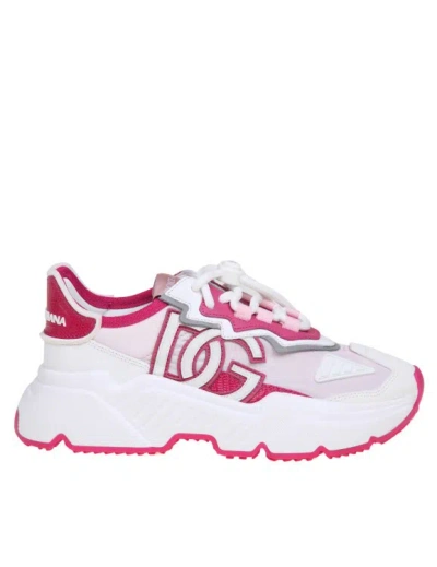 Dolce & Gabbana Daymaster Sneakers In Fabric And Suede In Pink