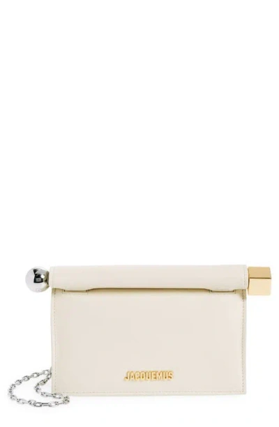 Jacquemus La Petite Pochette Rond Carré Clutch In Light Ivory 115