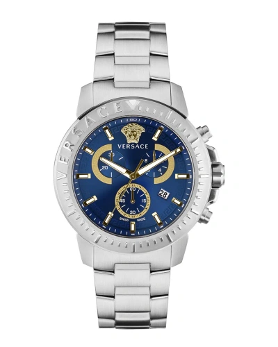 Versace New Chrono Bracelet Watch Man Wrist Watch Silver Size Onesize Stainless Steel