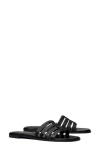 Tory Burch Ines Caged Leather Flat Slide Sandals In Perfect Black
