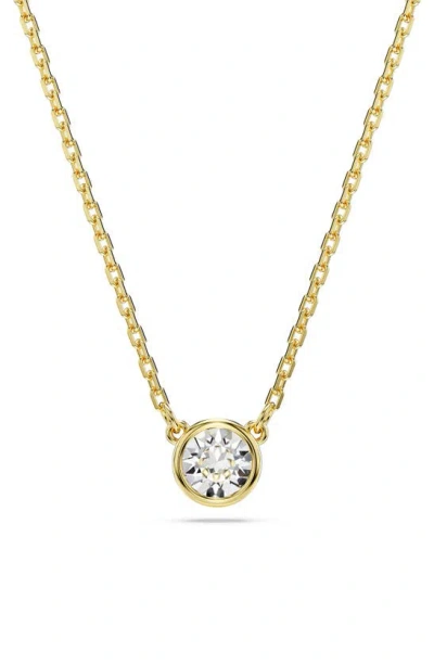 Swarovski Round Cut, White, Gold-tone Imber Pendant Necklace