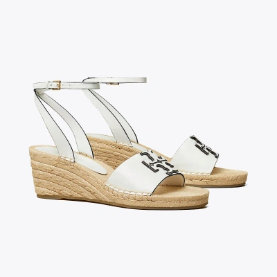 Tory Burch Ines Leather Double T Espadrilles In Gardenia