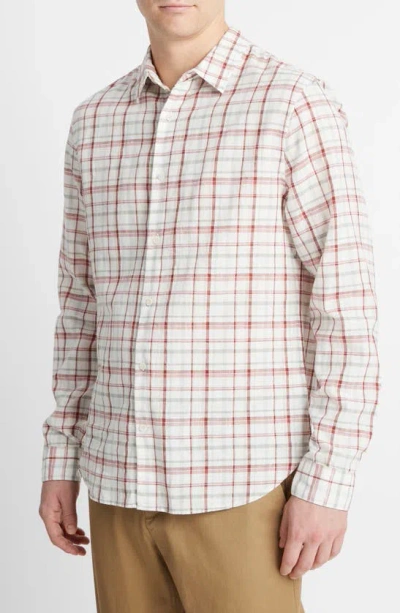 Vince Men's Oakmont Plaid Linen & Cotton-blend Shirt In Alabaster